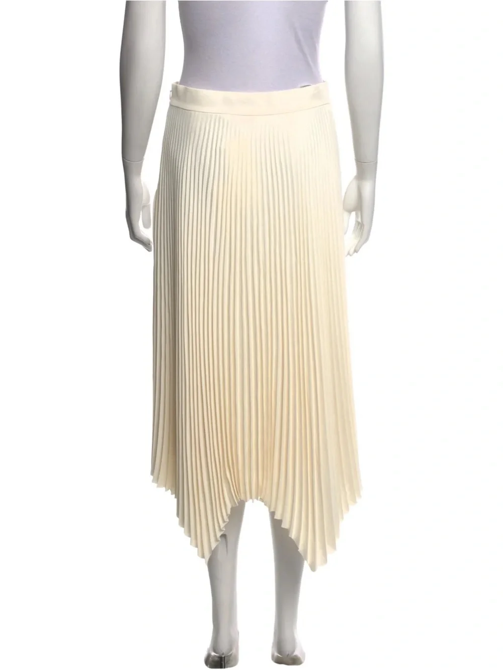 Tory Burch Cream Pleated Asymmetric Midi Skirt Size 12